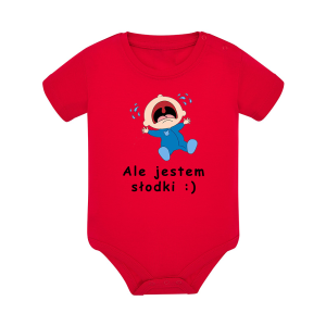 Body dziecięce z krótkim rękawem w kolorze czerwonym nadruk N0050