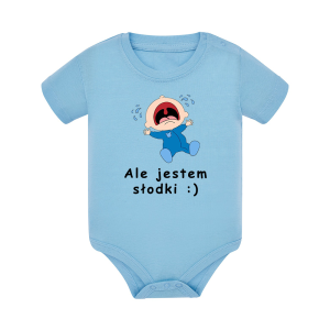 Body dziecięce z krótkim rękawem w kolorze niebieskim nadruk N0050