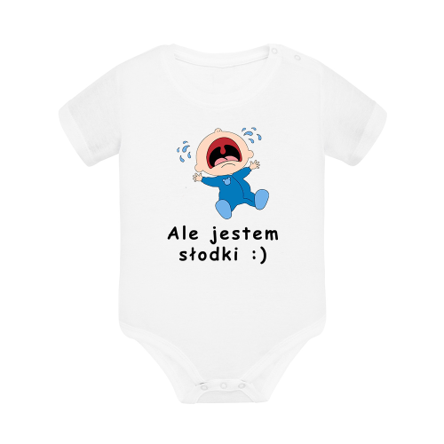 Body dziecięce z krótkim rękawem w kolorze białym nadruk N0050