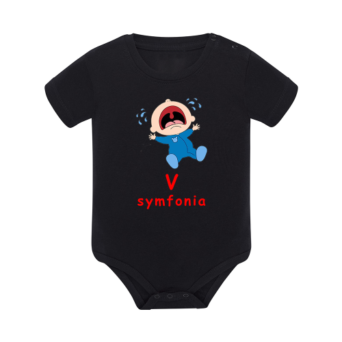 Body dziecięce z krótkim rękawem w kolorze czarnym nadruk N0051