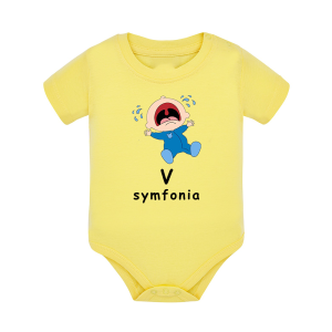 Body dziecięce z krótkim rękawem w kolorze żółtym nadruk N0052