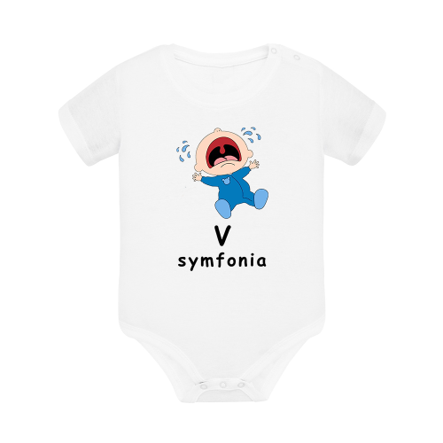 Body dziecięce z krótkim rękawem w kolorze białym nadruk N0052