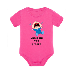 Body dziecięce z krótkim rękawem w kolorze różowym nadruk N0053