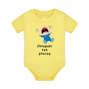 Body dziecięce z krótkim rękawem w kolorze żółtym nadruk N0053