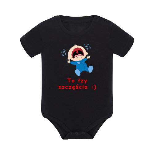 Body dziecięce z krótkim rękawem w kolorze czarnym nadruk N0055