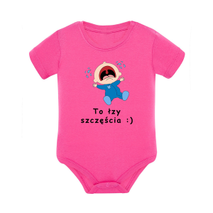 Body dziecięce z krótkim rękawem w kolorze różowym nadruk N0056