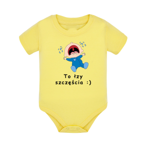 Body dziecięce z krótkim rękawem w kolorze żółtym nadruk N0056