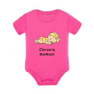 Body dziecięce z krótkim rękawem w kolorze różowym nadruk N0057