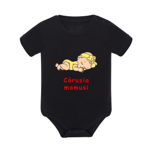 Body dziecięce z krótkim rękawem w kolorze czarnym nadruk N0058