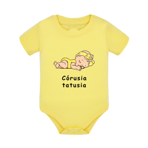 Body dziecięce z krótkim rękawem w kolorze żółtym nadruk N0060