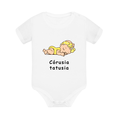 Body dziecięce z krótkim rękawem w kolorze białym nadruk N0060