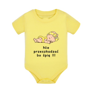 Body dziecięce z krótkim rękawem w kolorze żółtym nadruk N0061