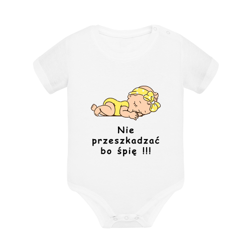 Body dziecięce z krótkim rękawem w kolorze białym nadruk N0061