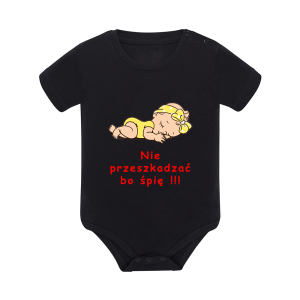 Body dziecięce z krótkim rękawem w kolorze czarnym nadruk N0062