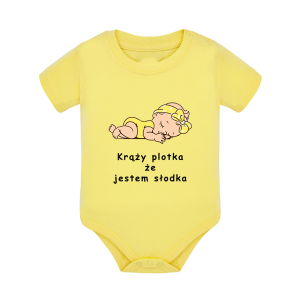 Body dziecięce z krótkim rękawem w kolorze żółtym nadruk N0063