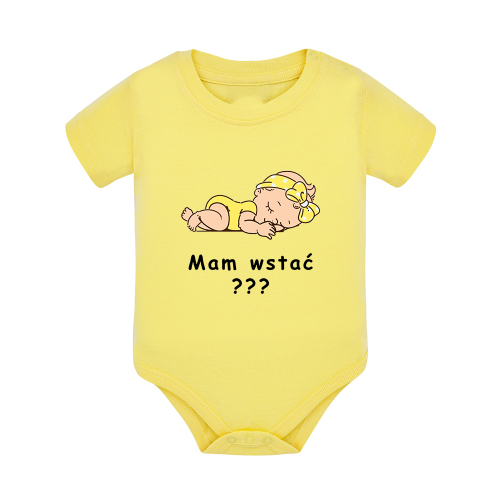 Body dziecięce z krótkim rękawem w kolorze żółtym nadruk N0065