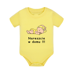 Body dziecięce z krótkim rękawem w kolorze żółtym nadruk N0068