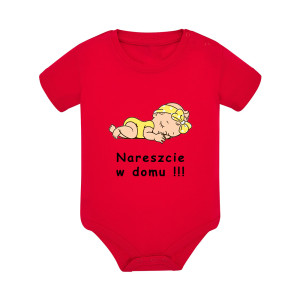 Body dziecięce z krótkim rękawem w kolorze czerwonym nadruk N0068