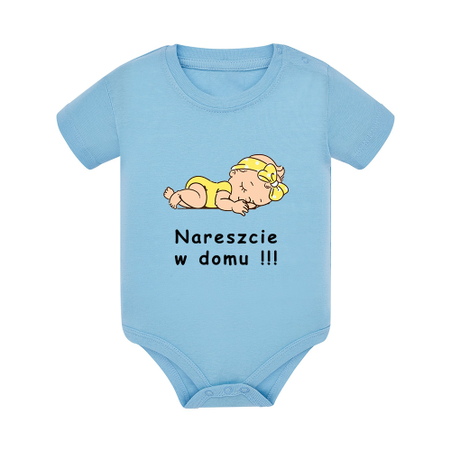 Body dziecięce z krótkim rękawem w kolorze niebieskim nadruk N0068