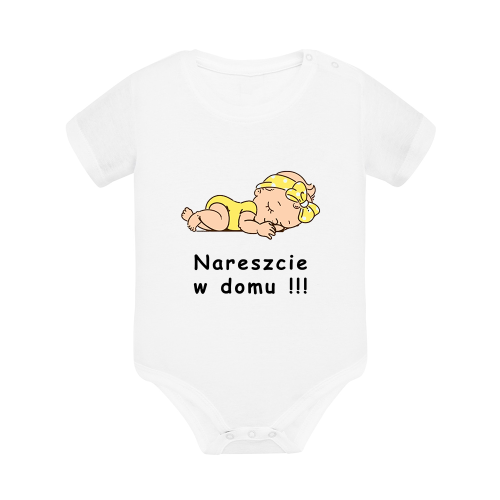 Body dziecięce z krótkim rękawem w kolorze białym nadruk N0068