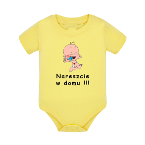 Body dziecięce z krótkim rękawem w kolorze żółtym nadruk N0069