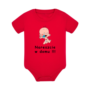 Body dziecięce z krótkim rękawem w kolorze czerwonym nadruk N0069