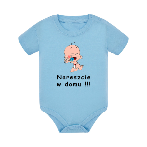 Body dziecięce z krótkim rękawem w kolorze niebieskim nadruk N0069