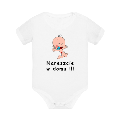 Body dziecięce z krótkim rękawem w kolorze białym nadruk N0069