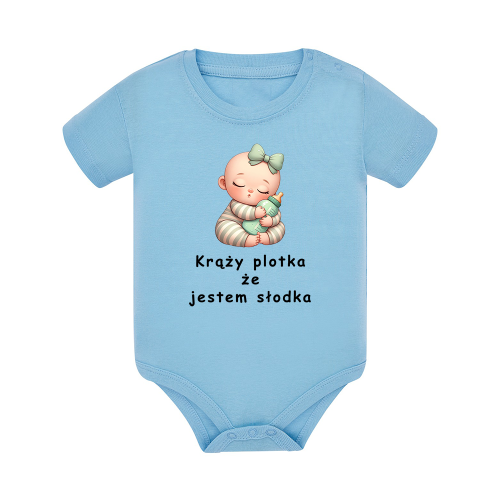 Body dziecięce z krótkim rękawem w kolorze niebieskim nadruk N0074