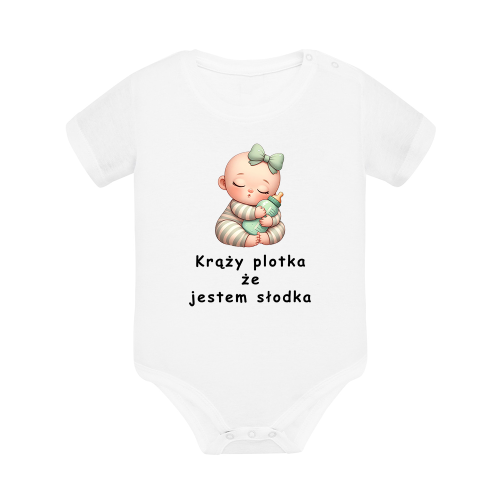 Body dziecięce z krótkim rękawem w kolorze białym nadruk N0074