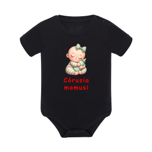 Body dziecięce z krótkim rękawem w kolorze czarnym nadruk N0075