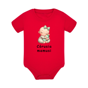 Body dziecięce z krótkim rękawem w kolorze czerwonym nadruk N0076