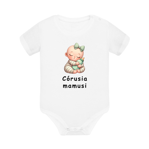 Body dziecięce z krótkim rękawem w kolorze białym nadruk N0076