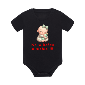 Body dziecięce z krótkim rękawem w kolorze czarnym nadruk N0078