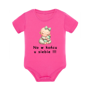 Body dziecięce z krótkim rękawem w kolorze różowym nadruk N0079