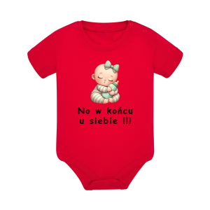 Body dziecięce z krótkim rękawem w kolorze czerwonym nadruk N0079