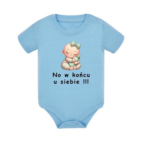 Body dziecięce z krótkim rękawem w kolorze niebieskim nadruk N0079