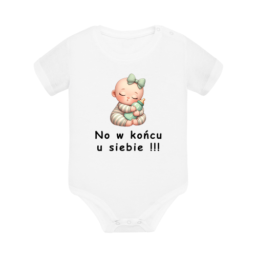 Body dziecięce z krótkim rękawem w kolorze białym nadruk N0079