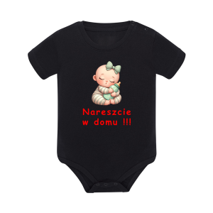 Body dziecięce z krótkim rękawem w kolorze czarnym nadruk N0080