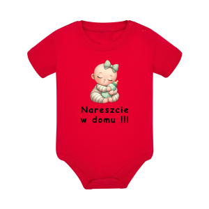 Body dziecięce z krótkim rękawem w kolorze czerwonym nadruk N0081