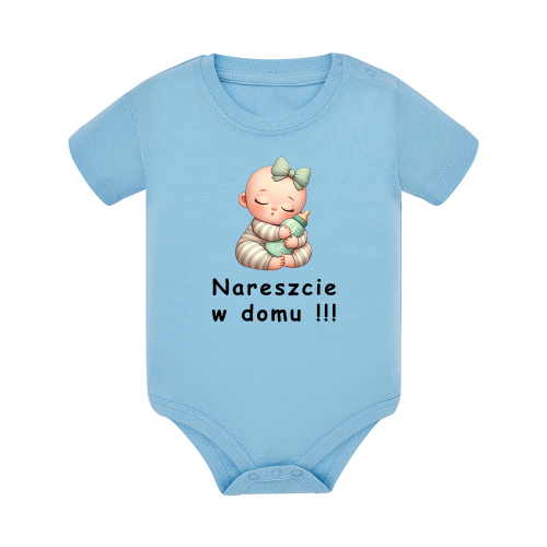 Body dziecięce z krótkim rękawem w kolorze niebieskim nadruk N0081