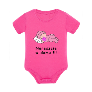Body dziecięce z krótkim rękawem w kolorze różowym nadruk N0082