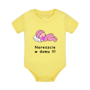 Body dziecięce z krótkim rękawem w kolorze żółtym nadruk N0082