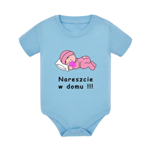 Body dziecięce z krótkim rękawem w kolorze niebieskim nadruk N0082