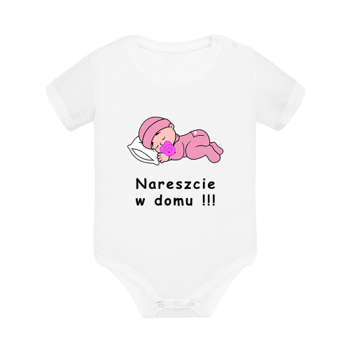 Body dziecięce z krótkim rękawem w kolorze białym nadruk N0082