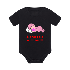 Body dziecięce z krótkim rękawem w kolorze czarnym nadruk N0083