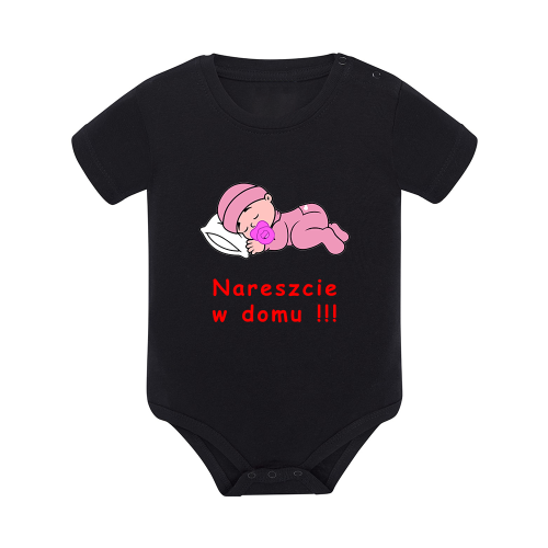 Body dziecięce z krótkim rękawem w kolorze czarnym nadruk N0083