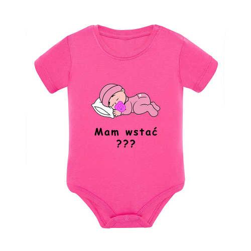 Body dziecięce z krótkim rękawem w kolorze różowym nadruk N0085