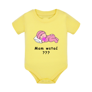 Body dziecięce z krótkim rękawem w kolorze żółtym nadruk N0085