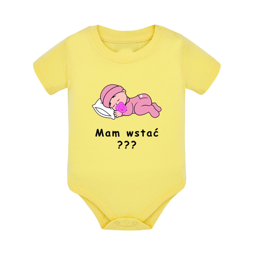 Body dziecięce z krótkim rękawem w kolorze żółtym nadruk N0085